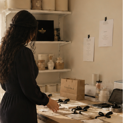 Oprichtster in het atelier